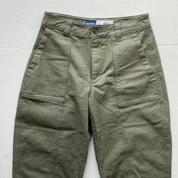 Old Navy High Waisted Barrel Leg Ankle Pants Canvas Size 4 Petite Stone Wall - Picture 3 of 13